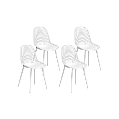 4PC Outdoor Dining Chairs PP Lounge Chair Patio Garden Furniture White