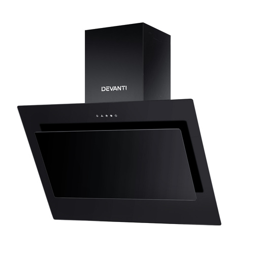 900mm Range Hood 90cm Rangehood Glass Black