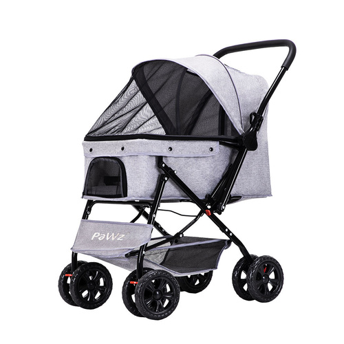  Pet Stroller Pram Dog Carrier Trailer Grey