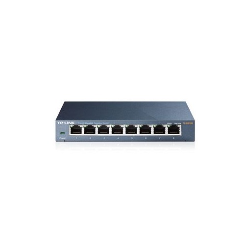 TP-Link TL-SG108 8-Port Gigabit Desktop Switch Steel Case Fanless 11.9Mpps Support 802.1p/DSCP QoS1 and IGMP Snooping Plug & Play