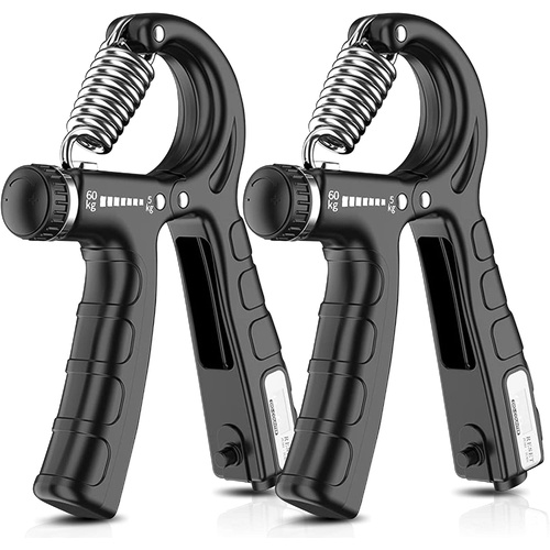 2 Pack Adjustable Hand Grip Strengthener for Hand Grip Strength and Wrist Rehabilitation (Resistance 5-60 kg)