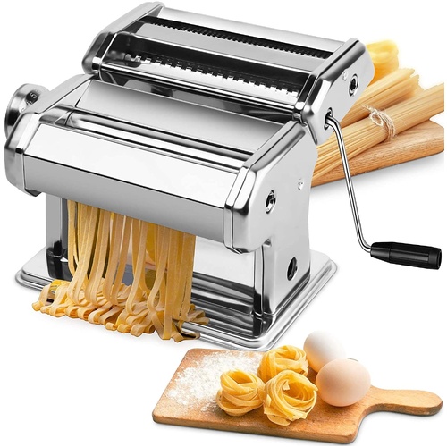 Pasta Maker Manual Steel Machine with 8 Adjustable Thickness Settings