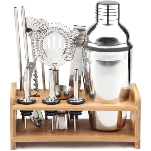 Steel Shaker Cocktail Bar Set Kit with 13 Pieces Bar Utensils