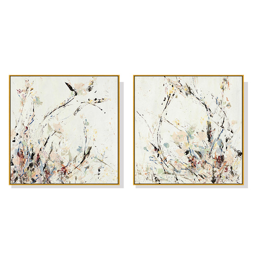 100cmx100cm Afternoon Walk 2 Sets Gold Frame Canvas Wall Art 