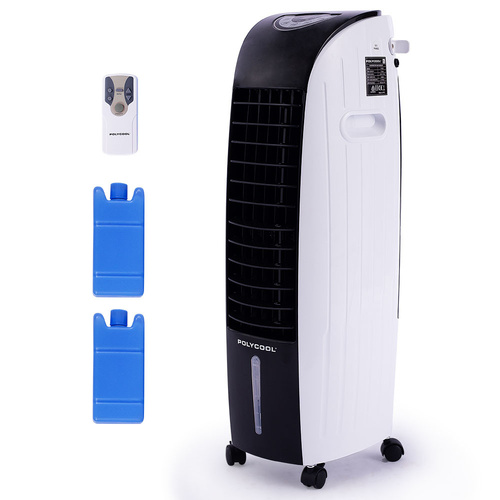 6L Evaporative Air Cooler Portable Household Fan, Purifier, Humidifier, Remote Control, White and Black