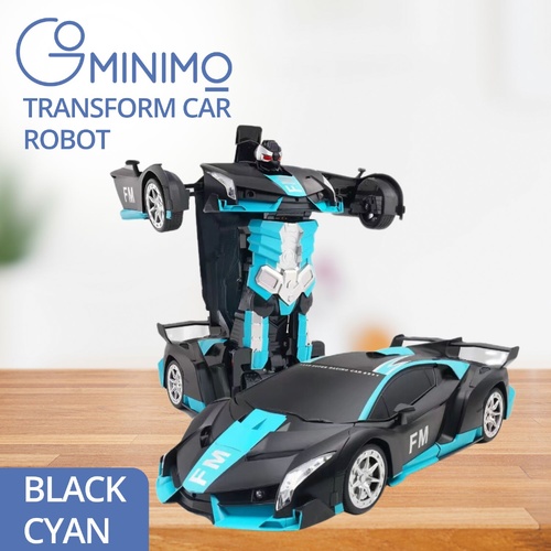  Transform Car Robot Sport Car with Remote Control (Black Cyan)