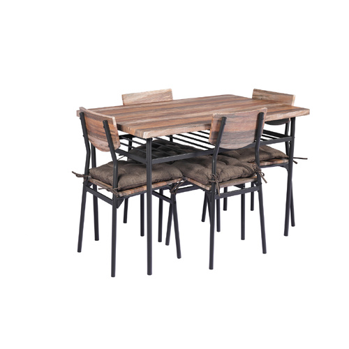 5 Piece Kitchen Dining Room Table and Chairs Furniture With Cushion Mat