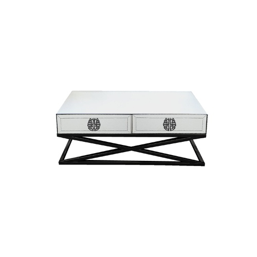 Athens Mirrored Coffee Table- Black Legs