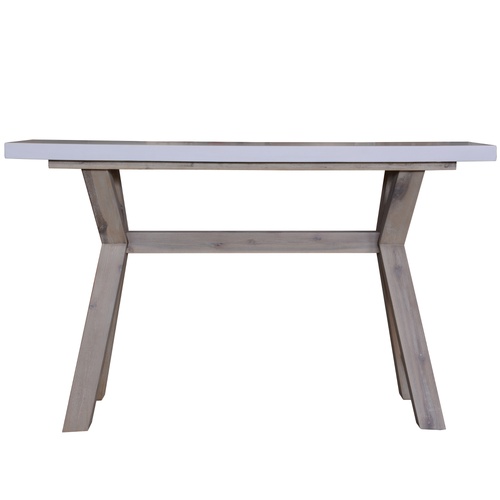 130cm Hall Entrance Console Table with Concrete Top - White