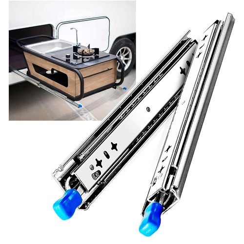 56in Pair 1000 - 2000mm 150KG Capacity Heavy Duty Trailer Drawer Slides Rails Runners Locking