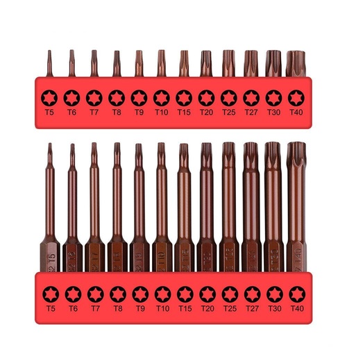 24Pc Torx Bit Set Star Head Screwdriver Bit Long Security Temper Proof T5-T40