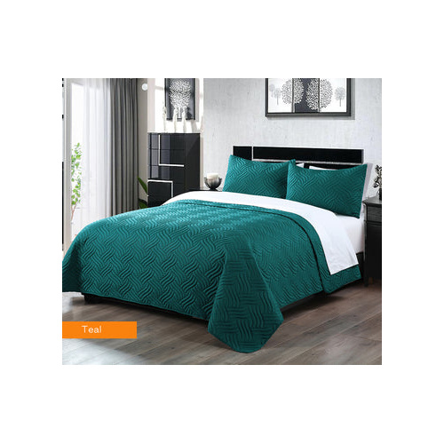 3 piece embossed comforter set king teal