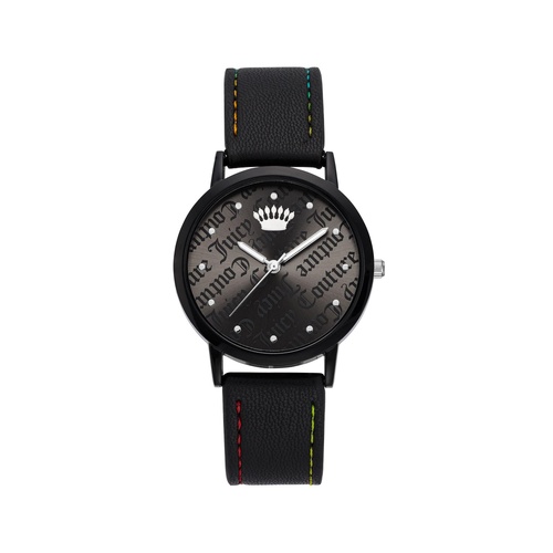 Black Leatherette Analog Fashion Watch with Pin Buckle Closure One Size Women