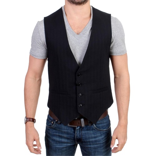 Costume National CNC Black Striped Casual Vest 48 IT Men