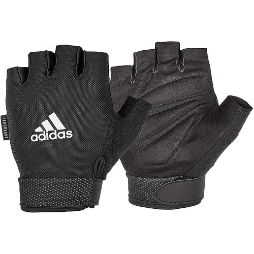 Adidas Adjustable Essential Gloves Weight Lifting Gym Workout Training - Black - Small