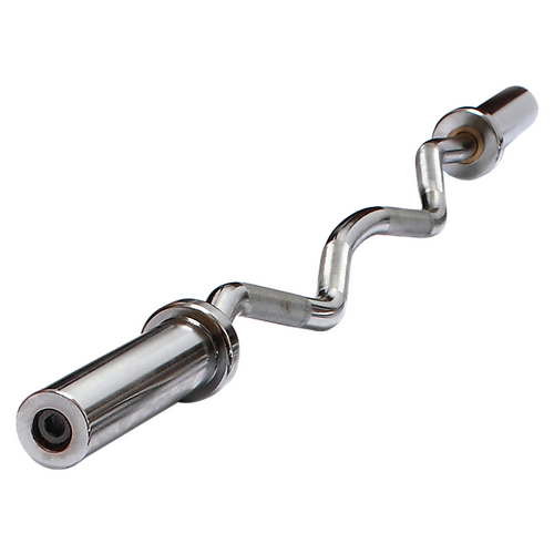 Chrome Olympic Curl Bar Barbell Heavy Duty EZ with Spring Collars