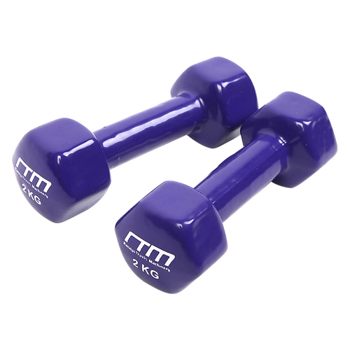 2kg Dumbbells Pair PVC Hand Weights Rubber Coated