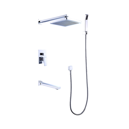 8" Rain Shower Head Straight Wall Arm Mixer Set Wall Bath Spout Outlet Tap