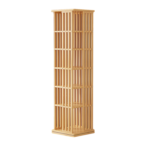 360 Rotating Bookshelf Bamboo Storage Display Rack Shelving in Wood