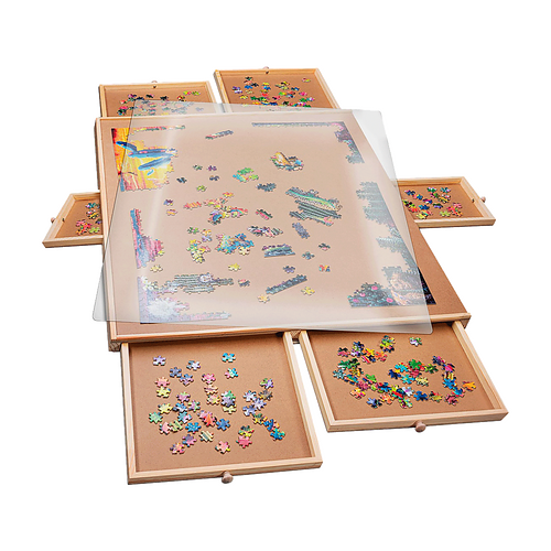 1500 Piece Rotating Wooden Jigsaw Puzzle Table 6 Drawers Board