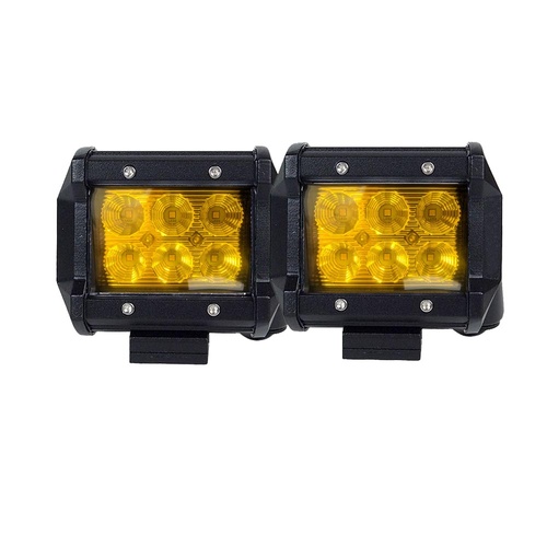 2x 4inch Flood LED Light Bar Offroad Boat Work Driving Fog Lamp Truck Yellow